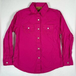 WRANGLER Girl’s Long Sleeve Solid‎ Western Pearl Snap Button Down Shirt Size M